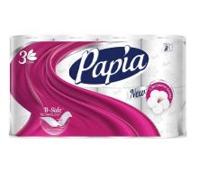 Туалетная бумага Papia с экстрактом хлопка 8 рулонов, 3 слоя
