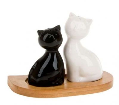 Набор для специй на бамбуковой подставке Nouvelle home кот и кошка 